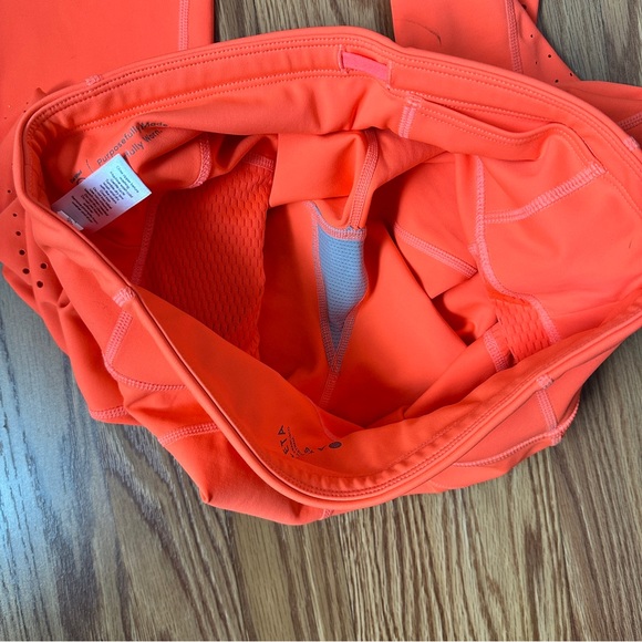 Athleta Laser-Cut High Rise Run Tight in Neon Coral | Compression Leggings Small - Picture 8 of 15